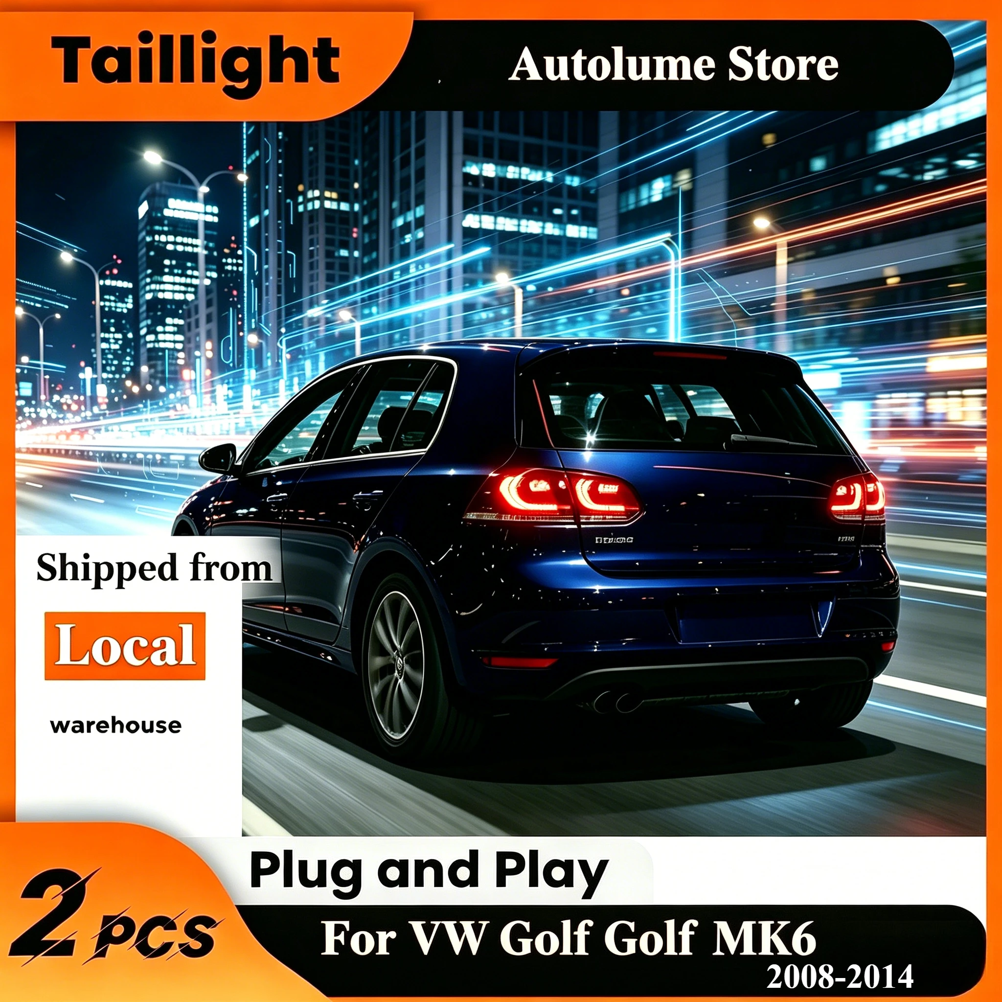 Voll-LED-Rückleuchtenpaar für VW Golf 6 MK6 GTI R 2008 bis 2012, multifunktionale Rückleuchte mit Tagfahrlicht, Bremslicht, Nebelschlusslicht und dynamischem Blinker, lichtbeständige transparente