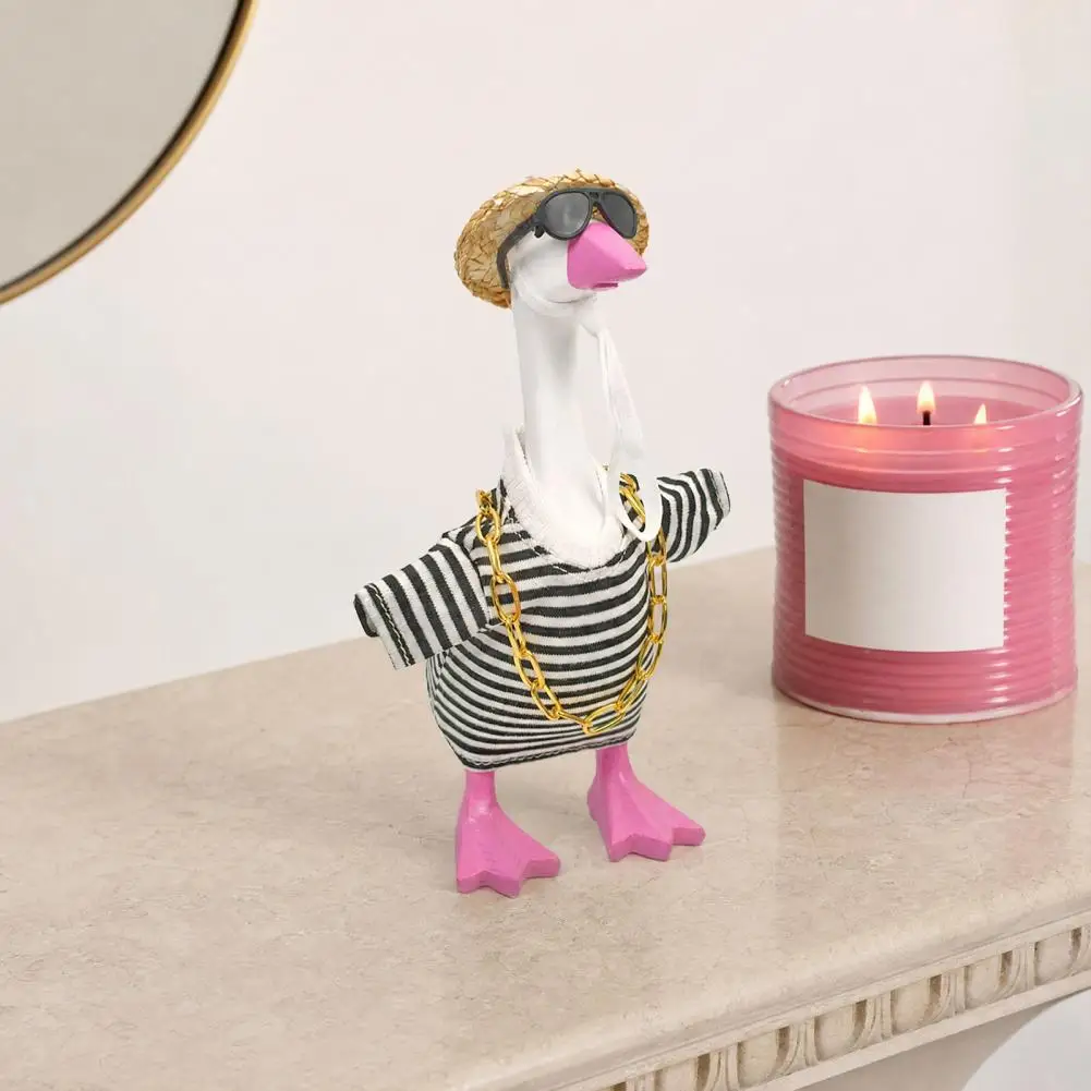 Striped Goose Sweater Porch Goose Outfit Porch Goose Costume Set for 7 Inch Statue Striped Sweater with Straw Hat Sunglasses