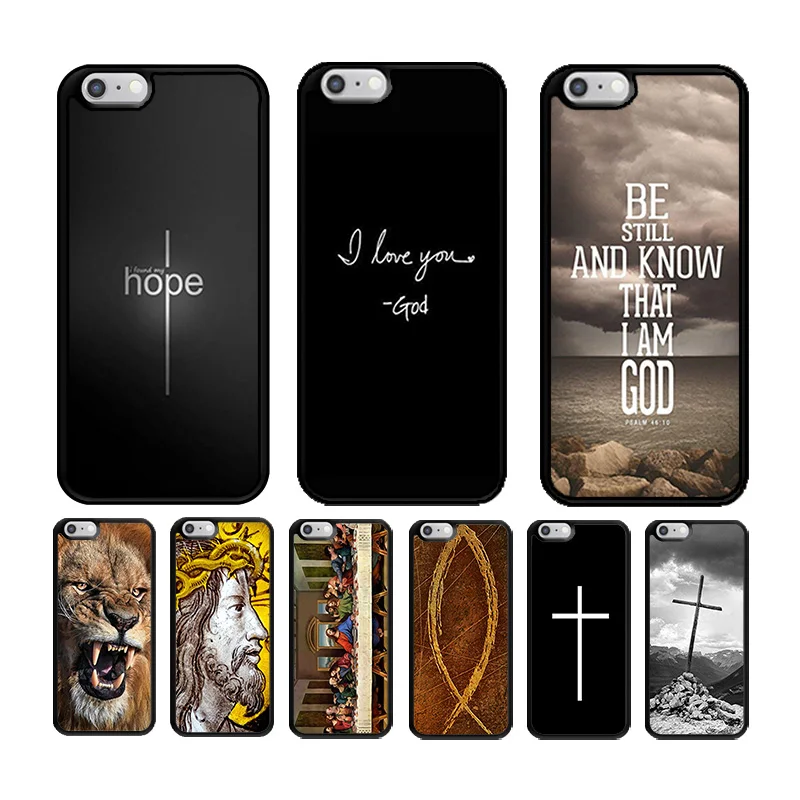 Phone Cover Case for iPhone 6 6S 7 8 PLUS X XS XR 11 12 13 MINI 14 15 PRO MAX Rubber Silicone Bible Jesus Christ Christian Cross