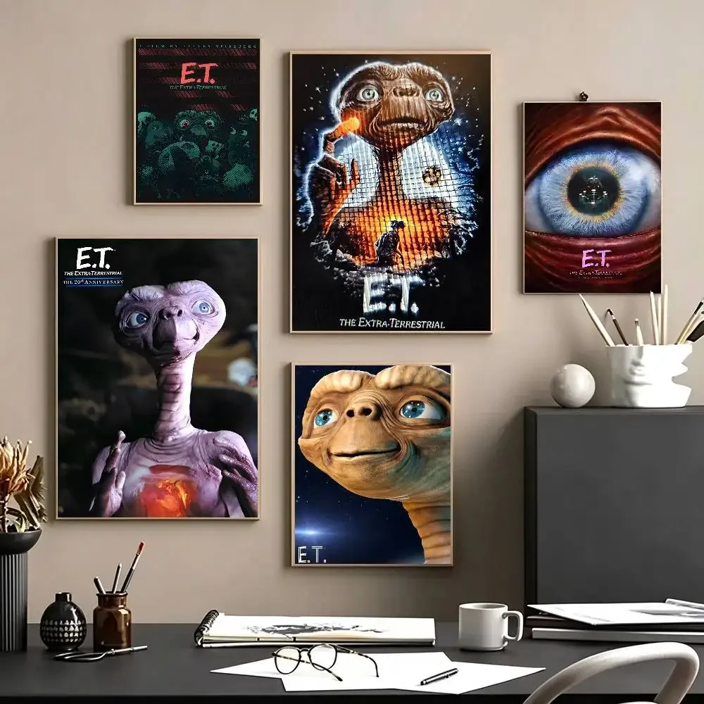 Movie E-E.T. The Extra-Terrestrial E.T Poster Self-adhesive Art Waterproof Paper Sticker Coffee House Bar Room Wall Decor