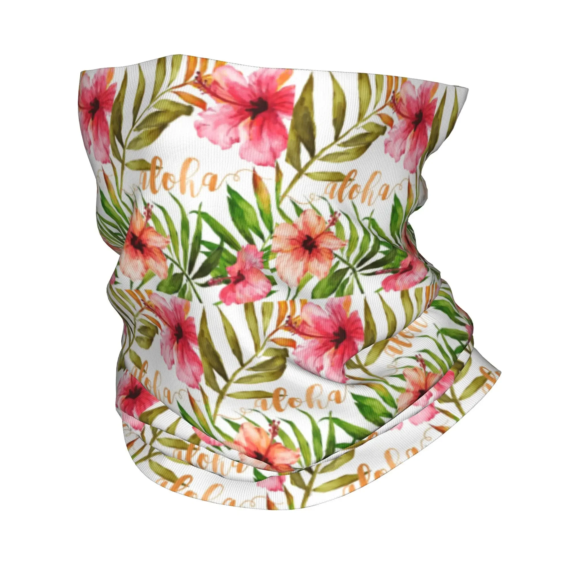 

Aloha тропическая гавайская цветочная акварельная бандана, маска на шею, шарф, теплая Балаклава для верховой езды для мужчин, женщин, взрослых, дышащая