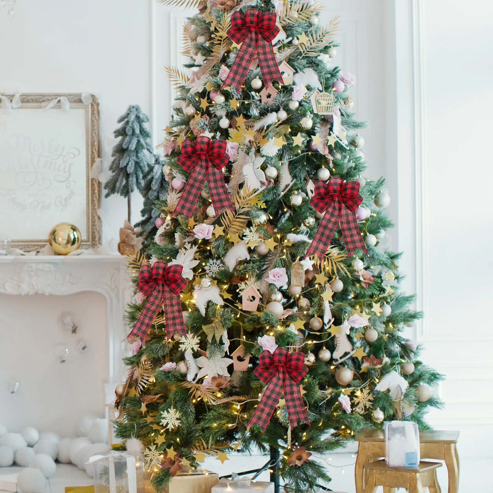 

6Pcs Christmas Bows Lightweight Comfortable Touch Festival Ornaments Xmas Tree Bows Christmas Decoration Xmas Tree Decor