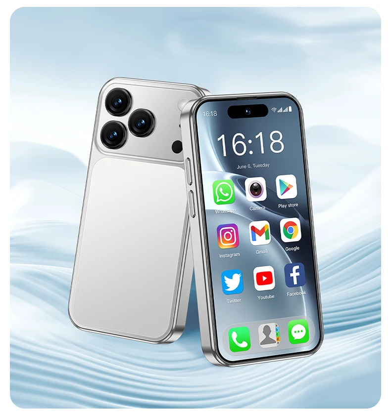 SERVO KING9600 Mini Android 15 Mobile Phone 4G 8GB RAM 128GB ROM Dual SIM Face Unlock WiFi GPS OTG Pocket Cellphone Play Store