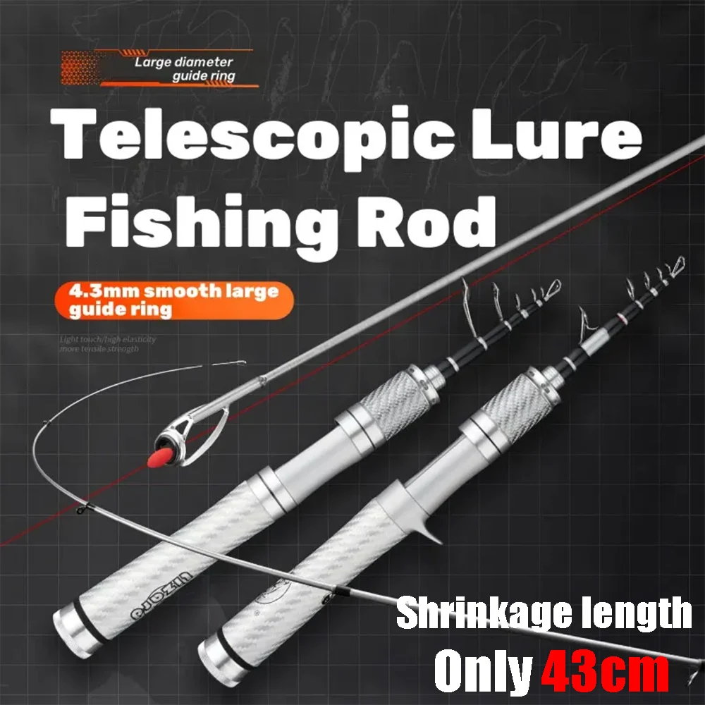 

New Portable Retractable Travel Fishing Rods Only 40cm Carbon Telescopic Lure Rod 2.1m