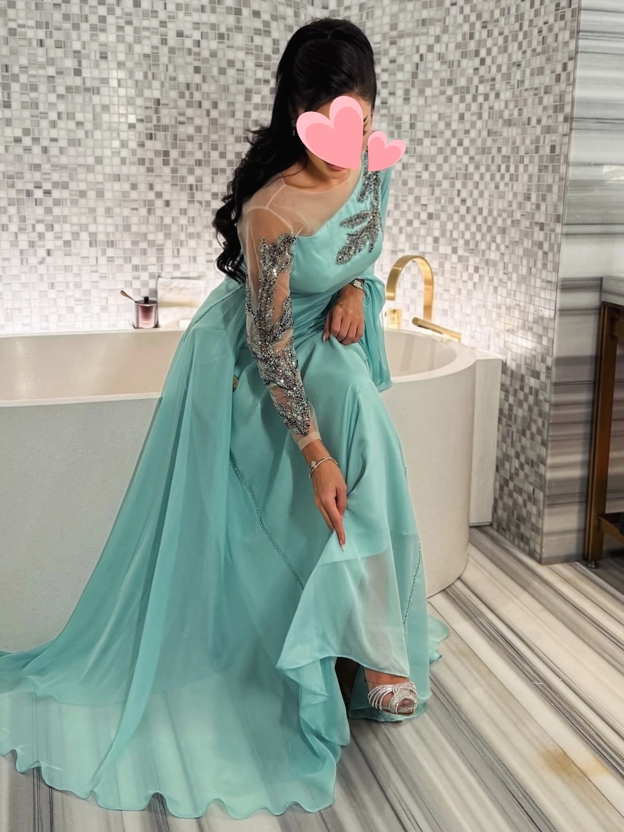 Oisslec 드레스 우아한 빈티지 달콤한 녹색 비즈 쉬폰 세련된 맞춤형 공식 행사 댄스 파티 드레스 저녁 파티 가운