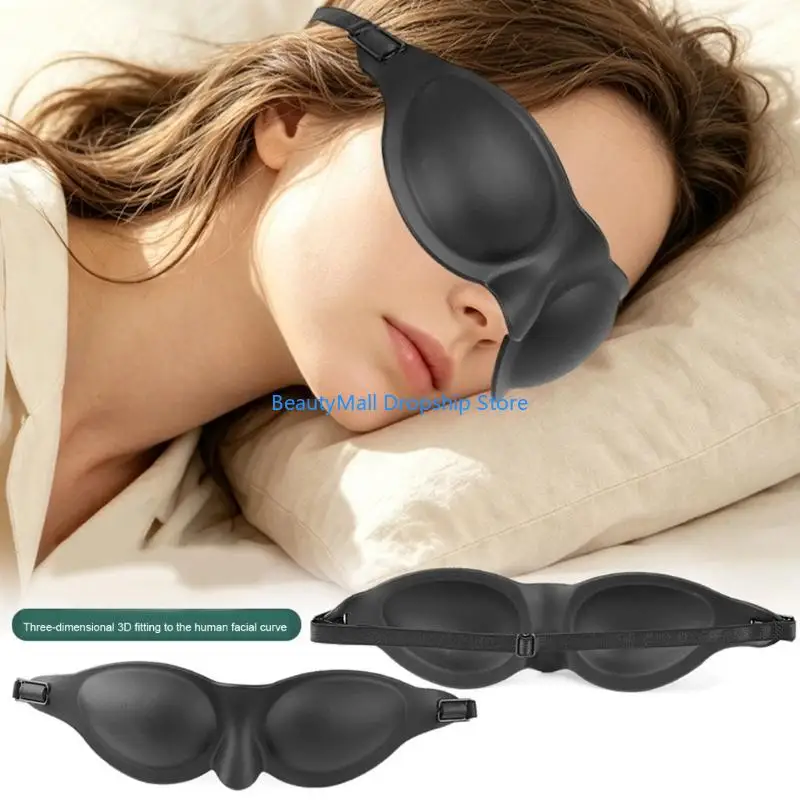 40JD Molded Light Reducing Eye Cover in 3D Silicone with Soft Cup Space, Flexible Side Hold for Overnight Use, Hotel Stays, and