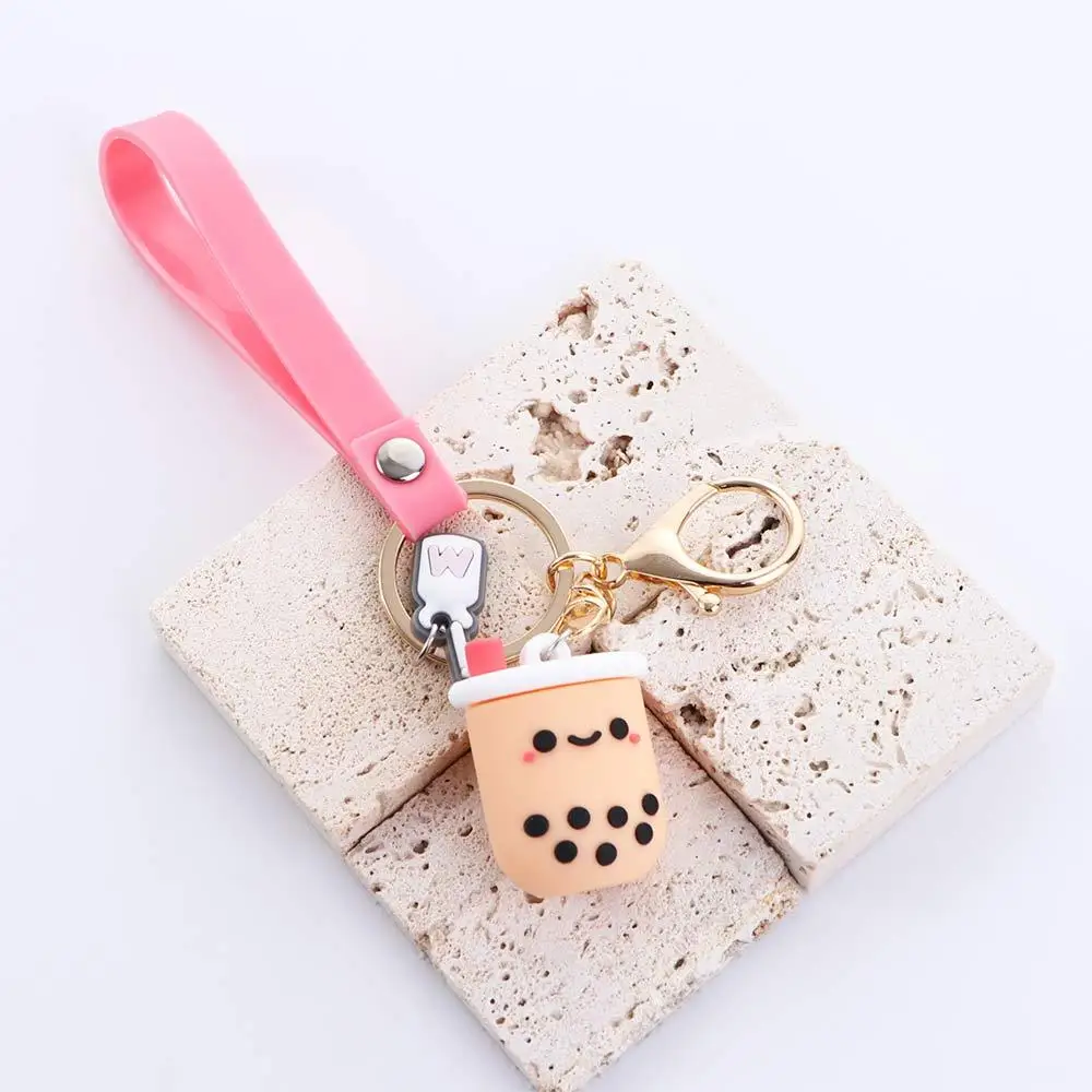 

Kawaii Girls Silicone Korean Simulation Gift Bag Pendant Car Accessories Pearl Milk Tea Keychain Key Rings