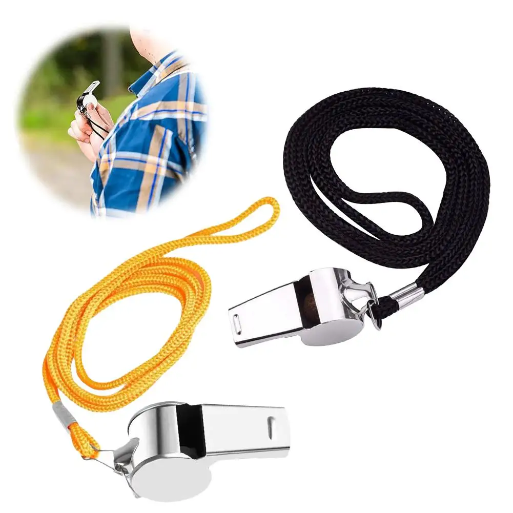 

Stainless Steel Whistle with Lanyard Outdoor Professional Referee Super Loud Whistle Sports Training Outdoor Survival