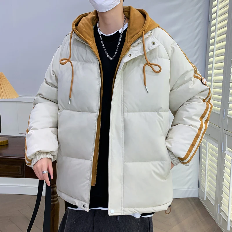 

Thiened Fce Men's Cotton Jaet Winter Outerwear Durable Water-Resistant Casual CleanFit Hooded Coat Polyester 00%