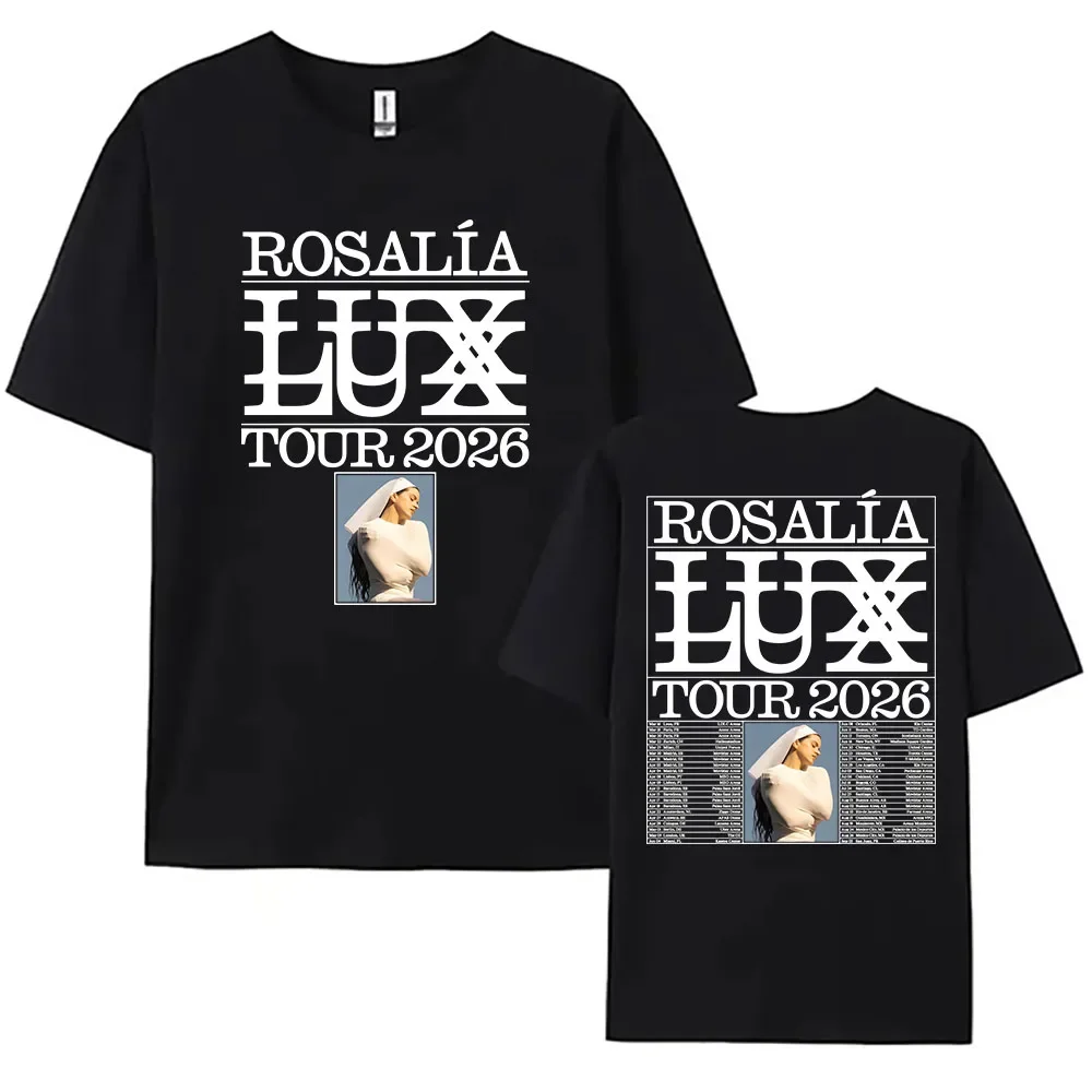 2026 Rosalia Rosalia LUX Tour T-shirt in cotone manica corta allentata magliette femminili unisex streetwear moda cantante abbigliamento grafico