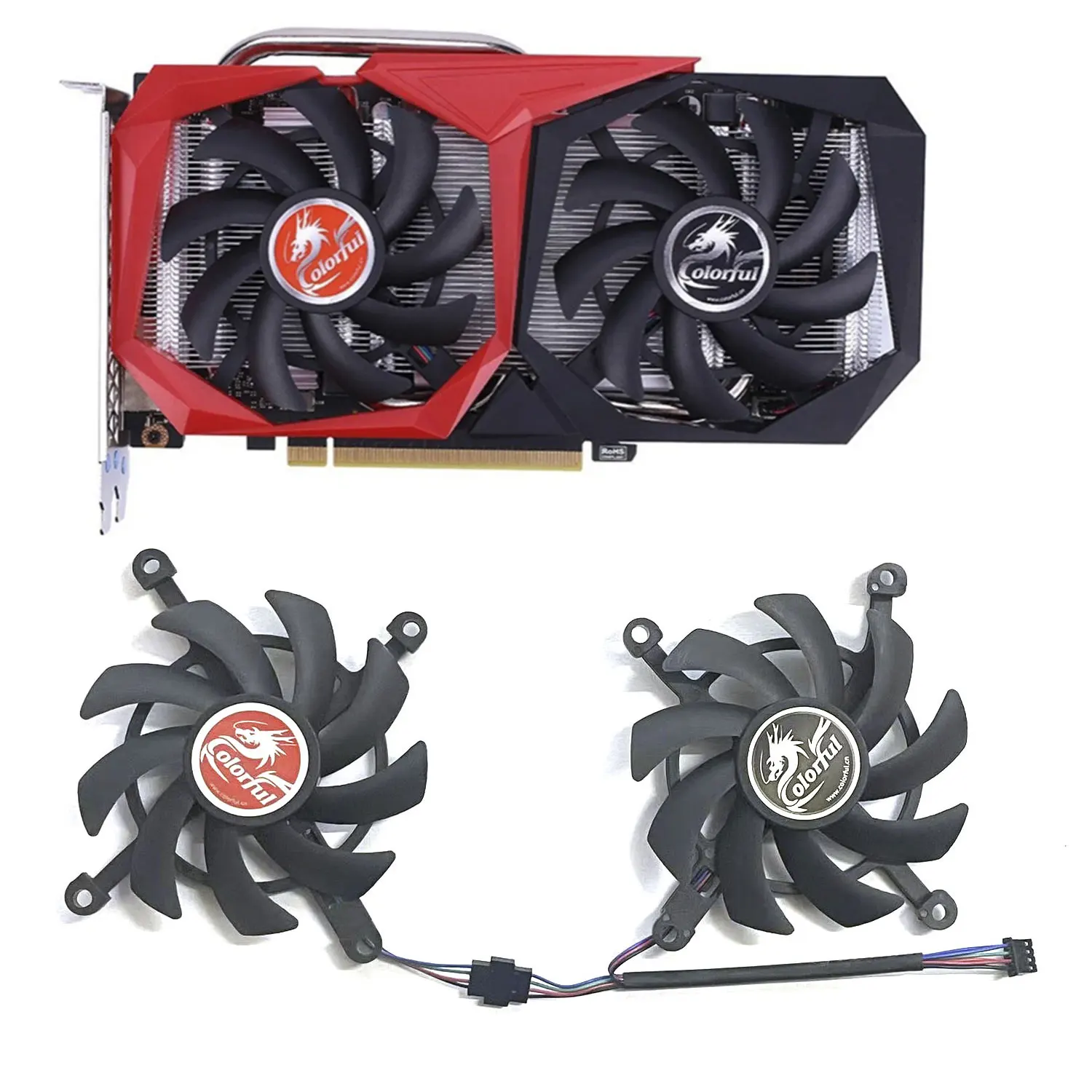 

2 FAN New 4PIN 85MM RTX 2060 2060 Super GPU Cooler for Colorful Geforce GTX 1660Ti 1650 1660 Super Graphics Card Cooling Fan