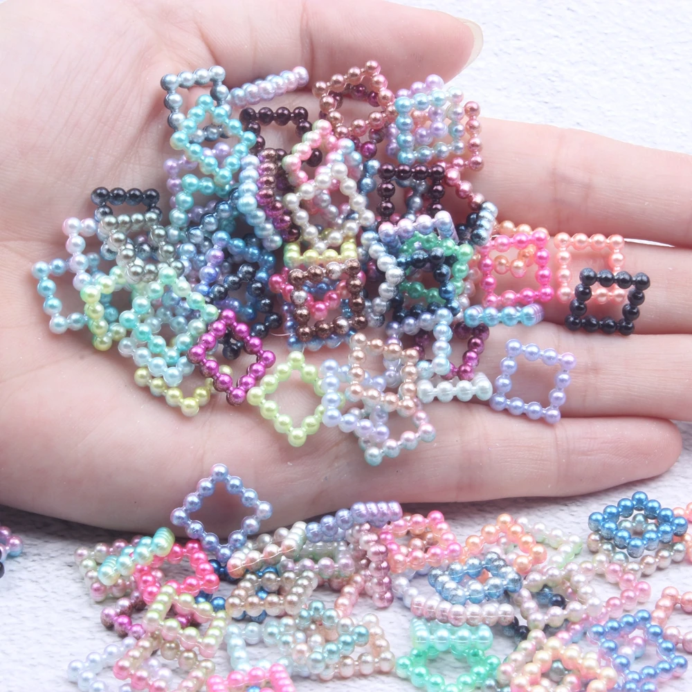 

Imitation Pearl Art Resin Rhinestones Square Rainbow 10mm 60pcs Flatback DIY Crafts Jewelry Making Wedding Decoration