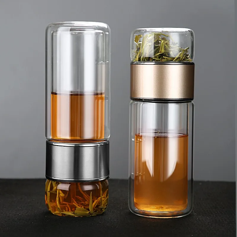 Tea Water Bottle High Borosilicate Glass Double Layer Tea Water Cup Infuser Tumbler Drinkware Water Bottle With Tea Filter