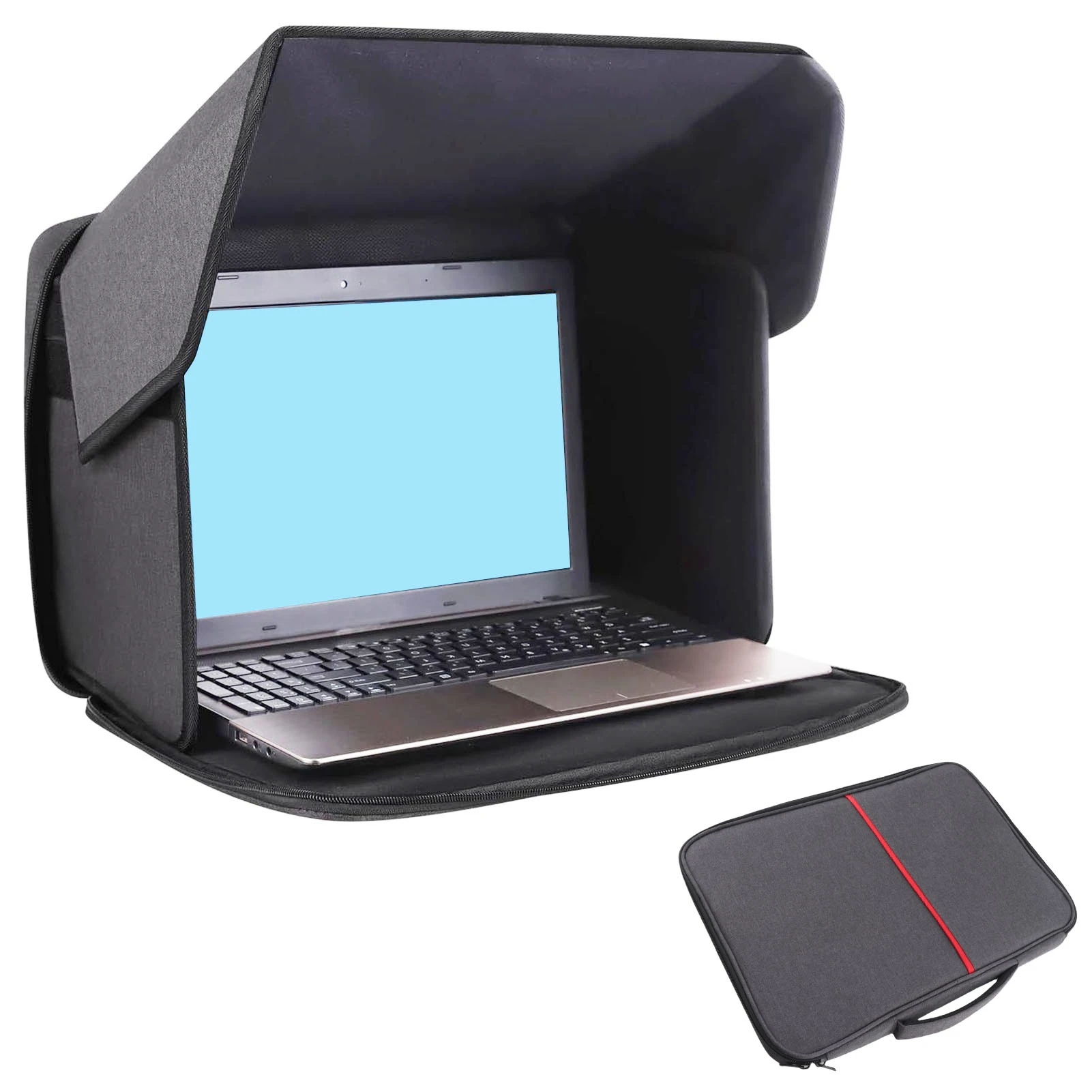 Premium Laptop Sun Shade Grey Portable Privacy Guard Anti Glare Folding Laptop Hood for 16 Inches Laptops Outdoor Lightweight