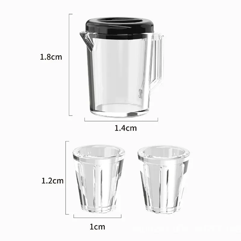 Dollhouse Water Bottle Mug Set Mini Cup Transparent Hand DIY Scene Model Miniature Home Decor Doll Accessories Toys
