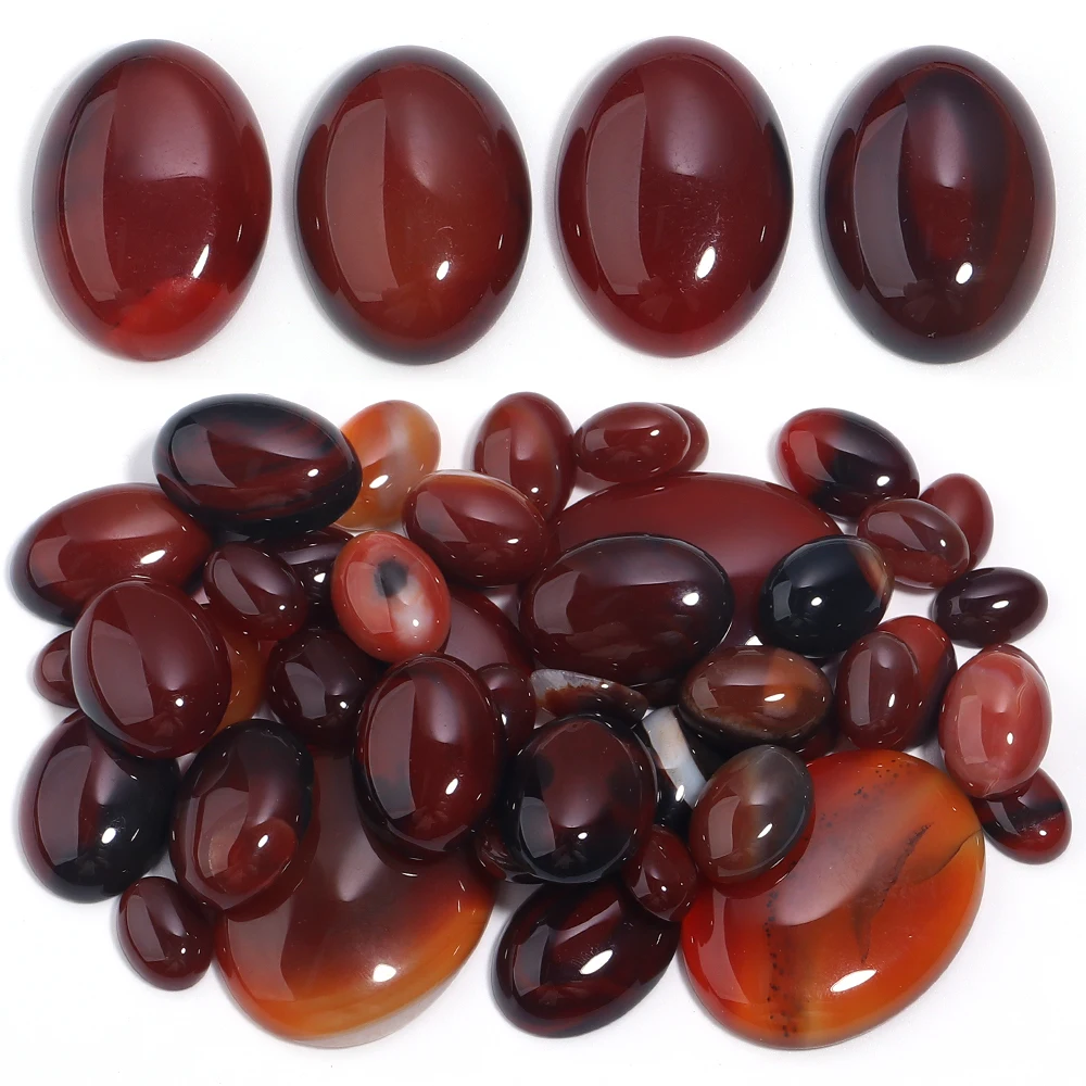 10pcs/Lot Crimson Agate 10*14/13*18/18*25mm Natural Stone Interface Cabochon Loose Beads For  DIY Handmade Necklace Jewelry