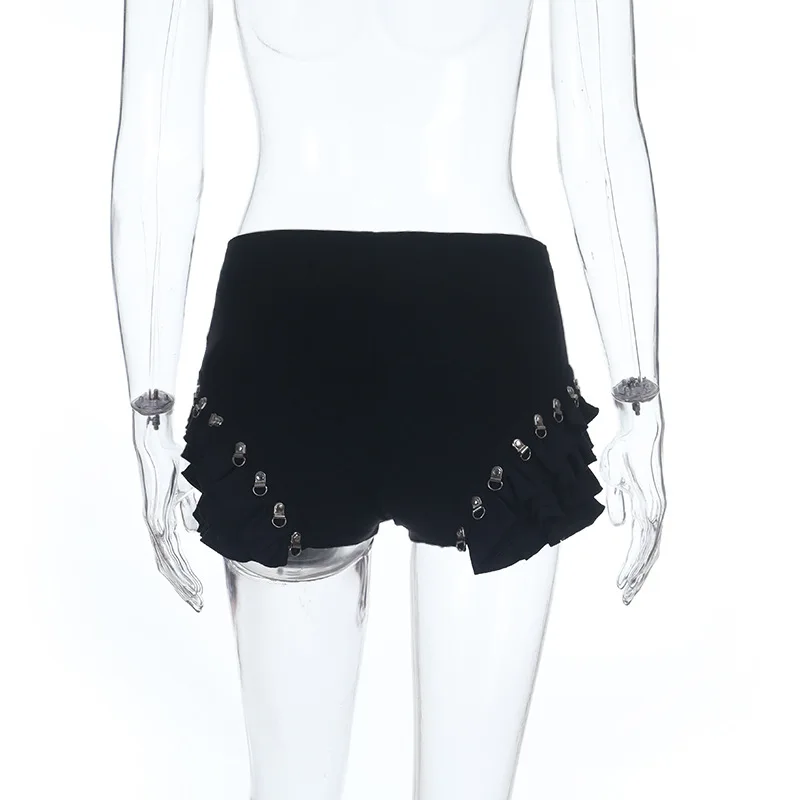 Goth Harajuku Y2k Goth Shorts Women Cyber Punk Emo Alternative Grunge Streetwear Edible Tree Fungus High Waist Bandage Shorts view 6