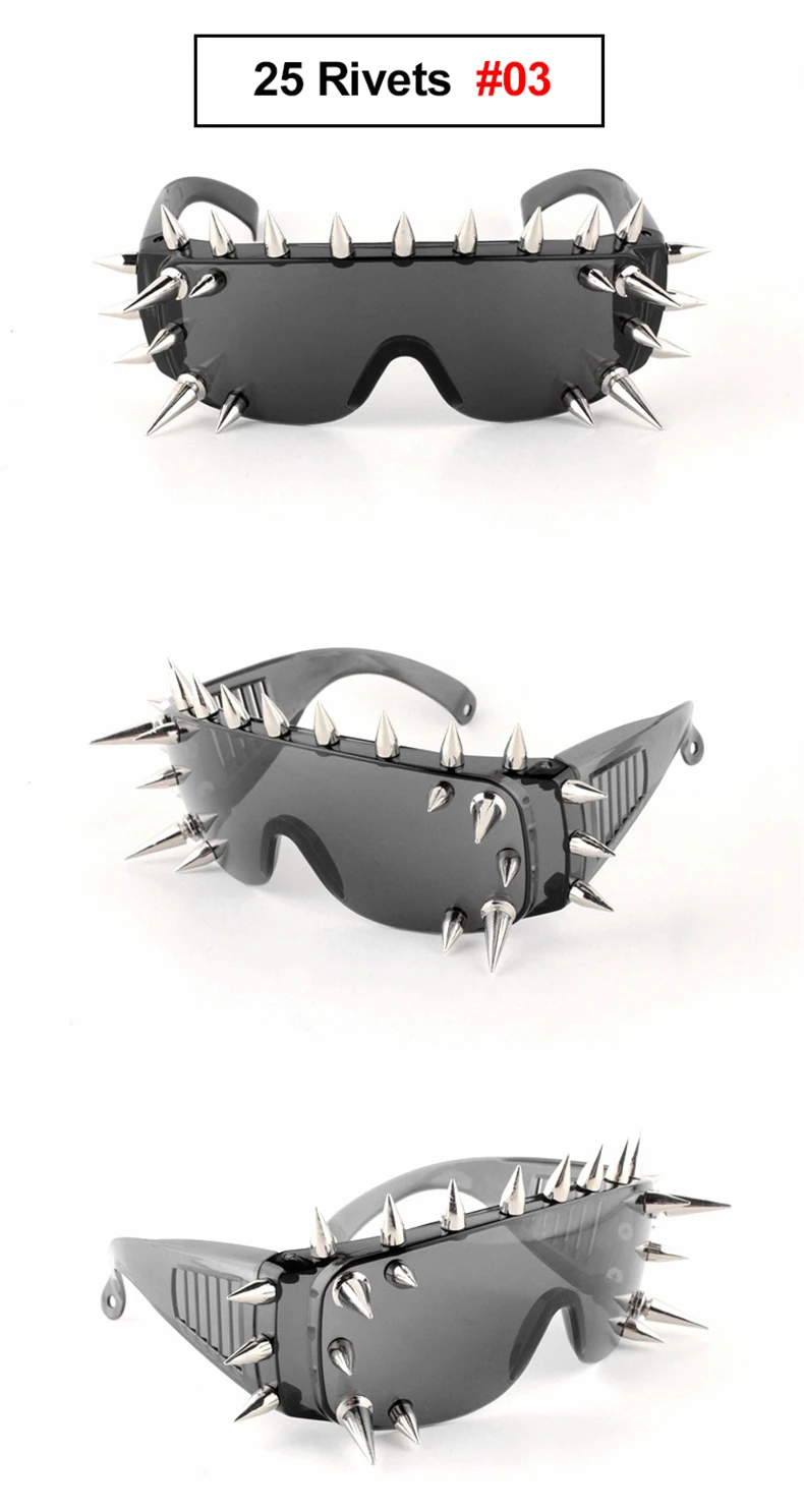 Neue Niet Spike Dekoration Wild Rock Steampunk Sonnenbrille 2022 coole Mode Bühne Bar Party Sonnenbrille Brille Oculos de Sol – Detail 7