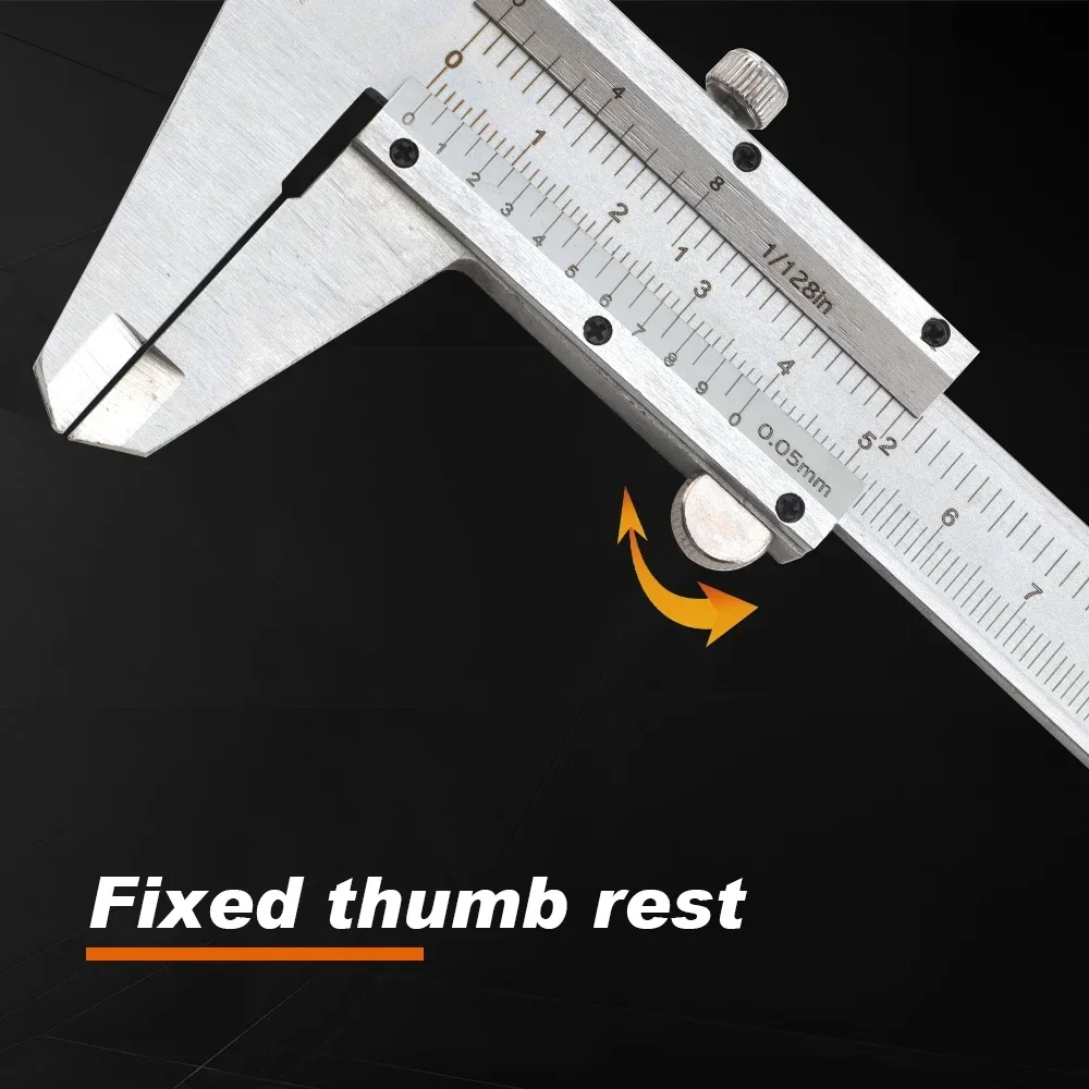 Escala de Leitura Dupla em Aço Inoxidável Vernier Caliper, Alta Precisão 0-150mm
