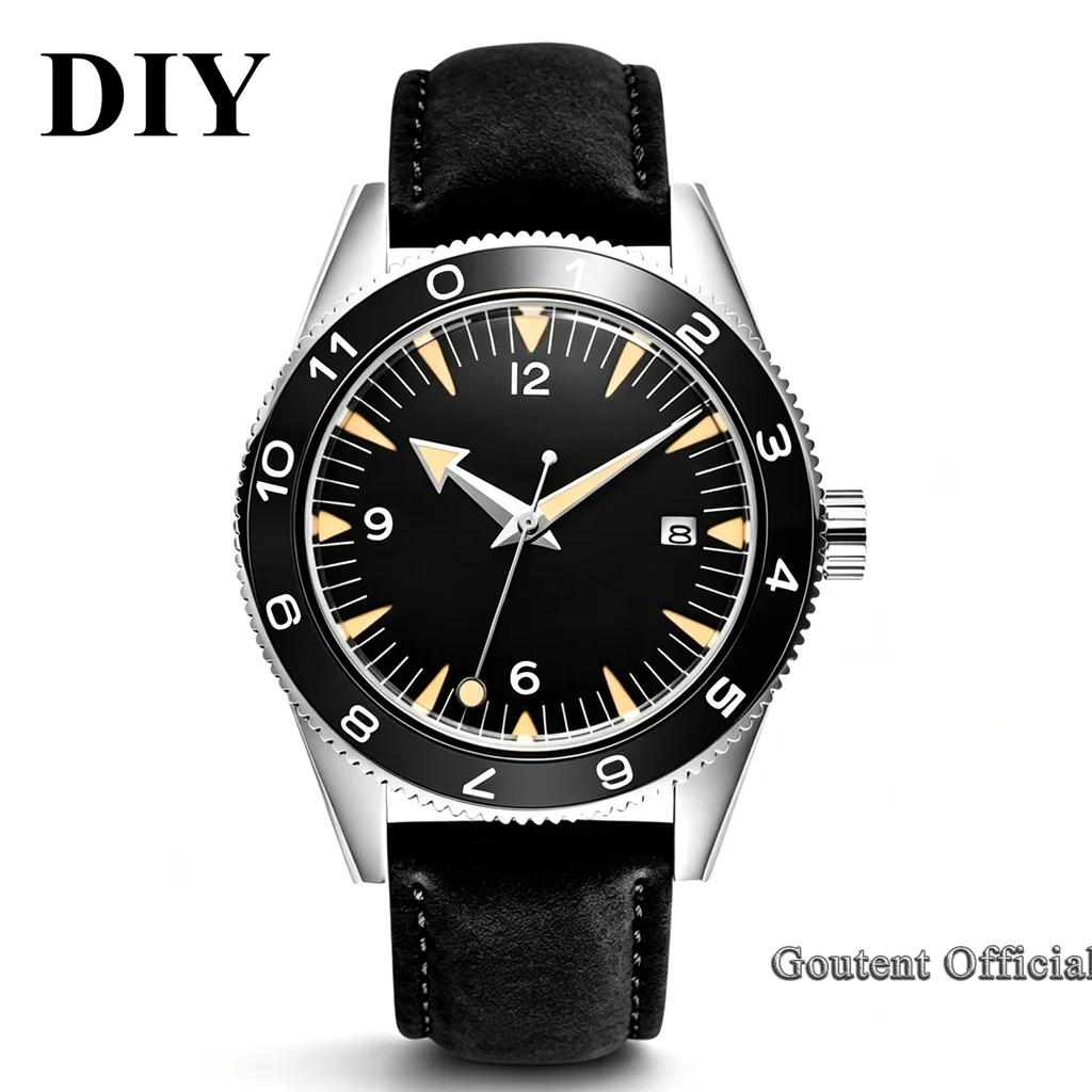 

Goutent DIY watch 41mm sapphire glass fits NH35 movement men's watch luminous automatic mechanical watch leather strap