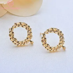 (2511)10pcs 17x15mm 24k Gold Color Brass Long Fan Shape Stud Earrings High Quality Diy Jewelry Findings Accessories