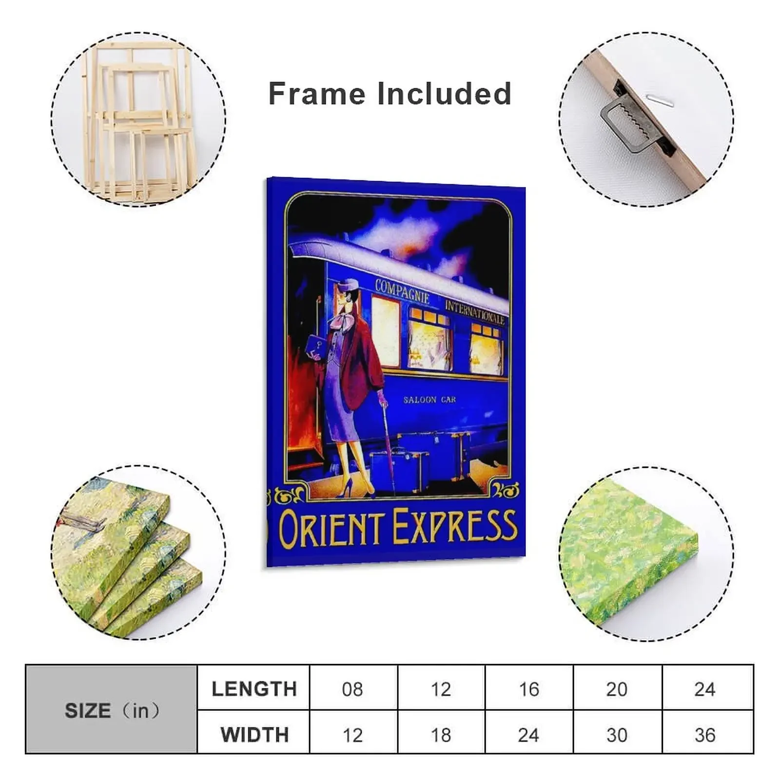 ORIENT EXPRESS: Vintage Train Passenger Travel Print Canvas Painting photos for living room room decor