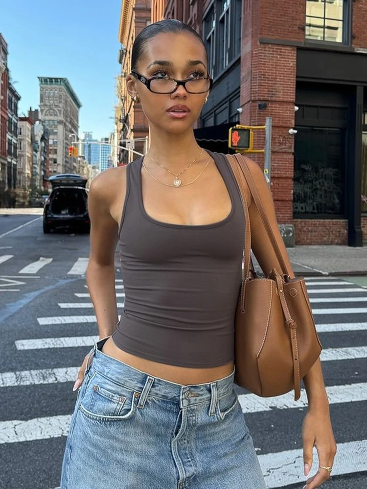 

2025 Summer New American Sportswear Chic Sleeveless Cropped Top for Women