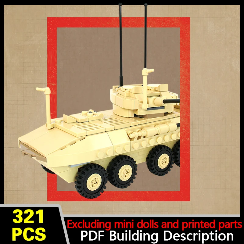 LAV-25 Amphibious Vehicle Model MOC Building Bricks War Equipment Modular Technology Gifts Holiday Assemble Children Toys Suit