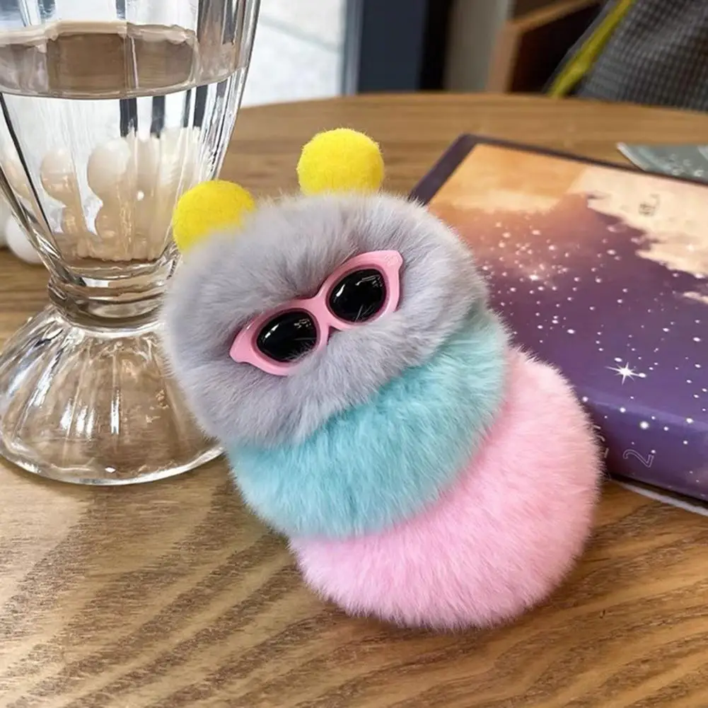 Decorative Pendant Keychain Cartoon Plush Caterpillar Keychain Pendant Decorative Charm Accessory for Wallet Backpack Car