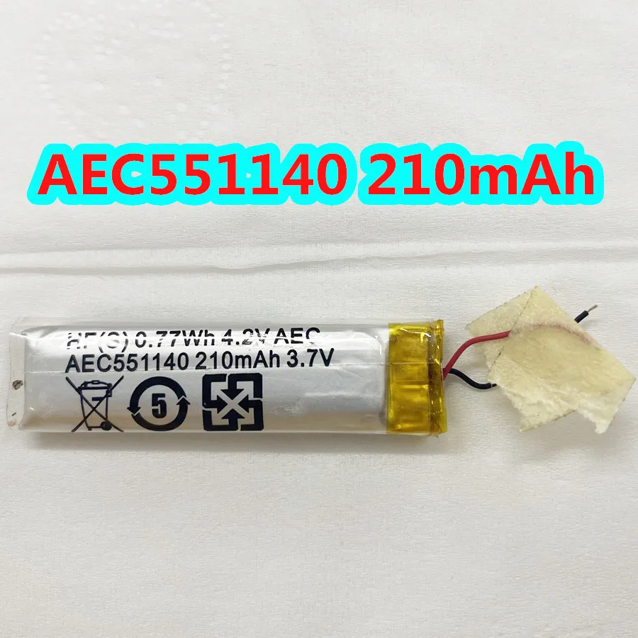 

3.7V AEC551140 210mAh Lithium Polymer Rechargeable Li-ion Battery Bluetooth earphone recording pen 501140X 501040 551040 551140