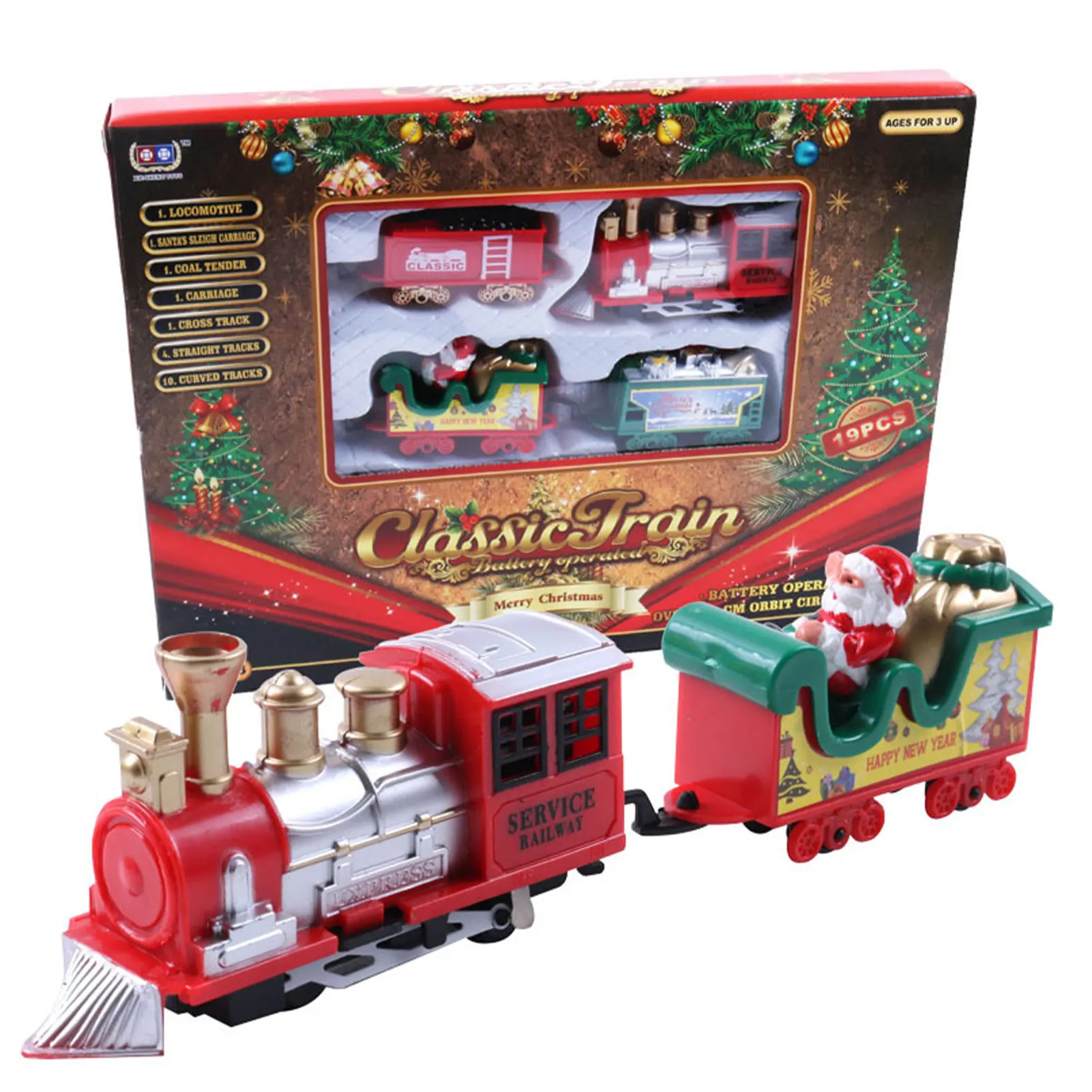 Klassisches Weihnachtszug-Set für Kinder, elektrisches Schienenauto, kleines Zugspielzeug, elektrischer Zug für Kinder, Weihnachtsgeschenkspielzeug