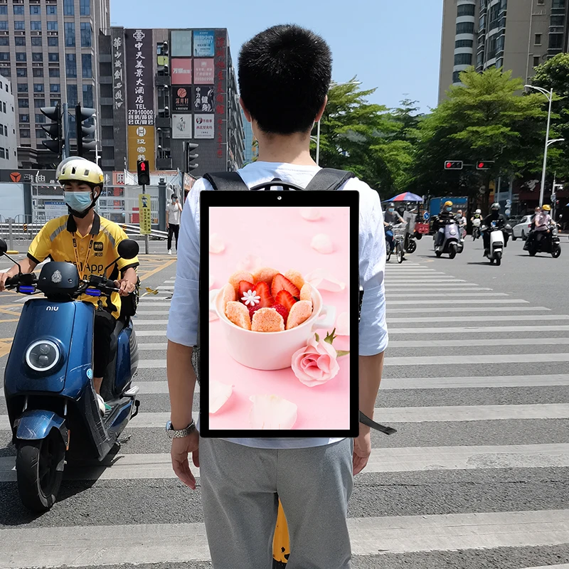 

LYL App Control 21.5 Inch Digital LCD Screen Advertising Player Human Walking Backpack Billboard