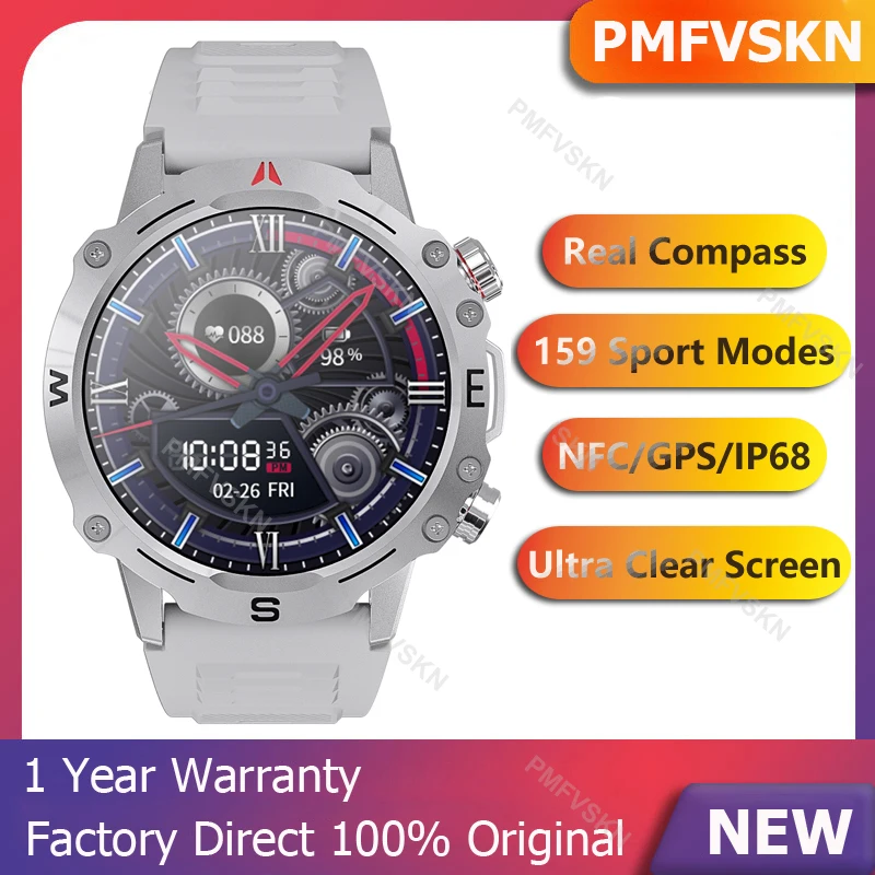 

2023 Top Smart Watch Men Long Standby HD Smartwatch ECG Blood Oxygen Monitoring NFC GPS Compass IP68 Waterproof Sport Watch