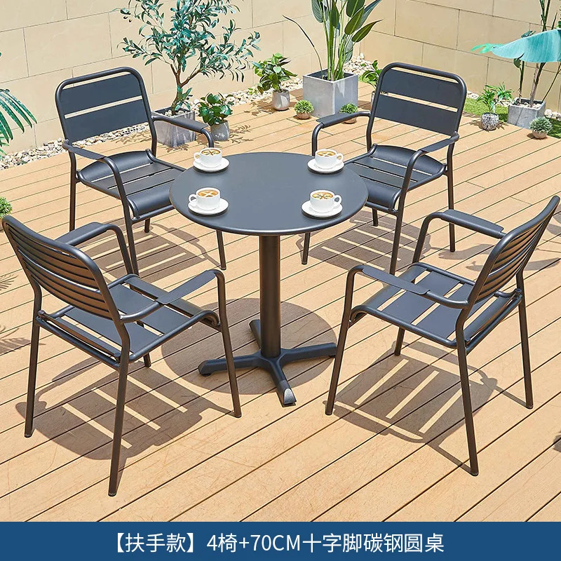 Nordic outdoor villa terrace metal tables and chairs rain and sun protection coffee milk tea shop table and chairs bed and break