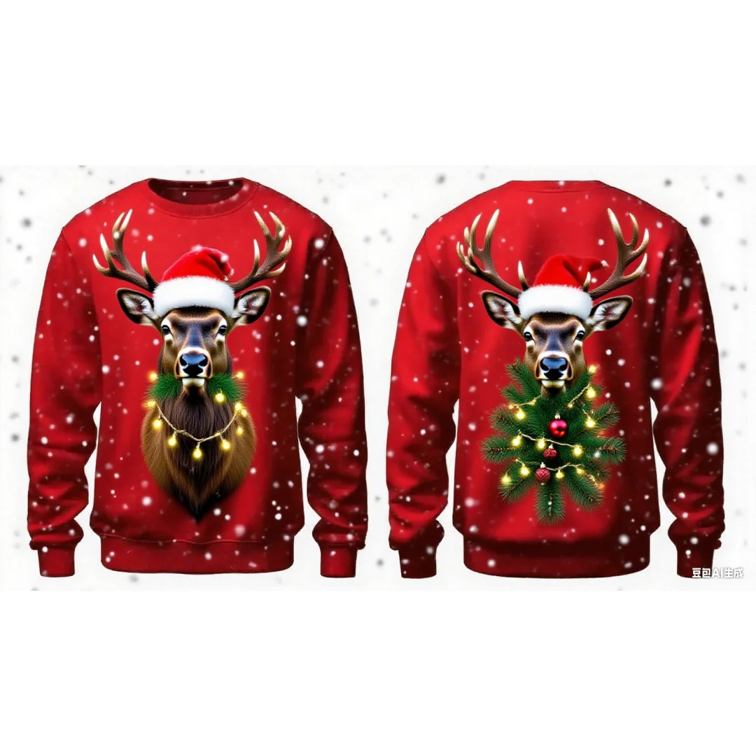 Weihnachten Rentier Grafik Hoodie 3D Druck Frühling Herbst Mode Freizeit Vielseitige Streetwear Herren und Damen Y2K Hoodies