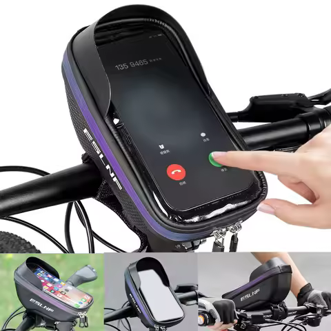 Bike Phone Mount Bag Bike Front Frame Handlebar Bag Waterproof Bike Phone Holder Case Bicycle Accessories Pouch