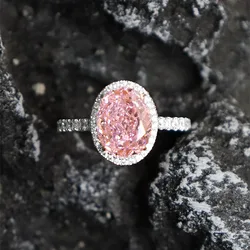 Classic 3ct Pink Moissanite Diamond Ring 100% Real 925 Sterling Silver Engagement Wedding Band Rings for Women Promise Jewelry