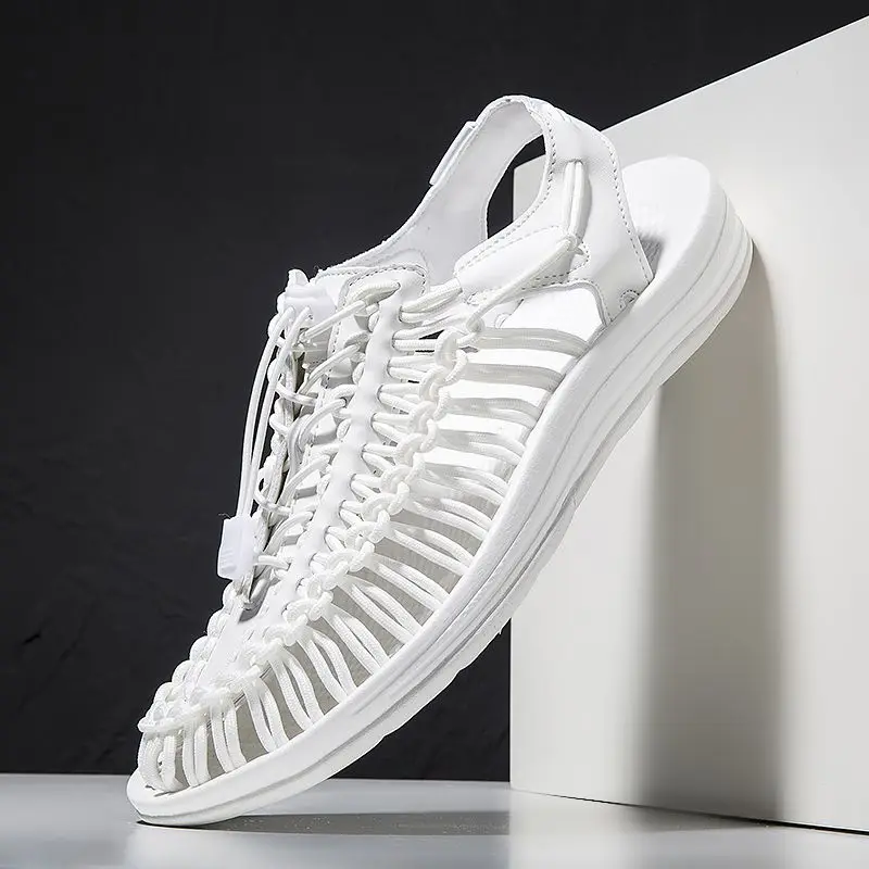 Summer Large Size Mens Sandals Outdoor Mens Sandals Fashion Hand-Woven Design Breathable Casual Beach Shoes