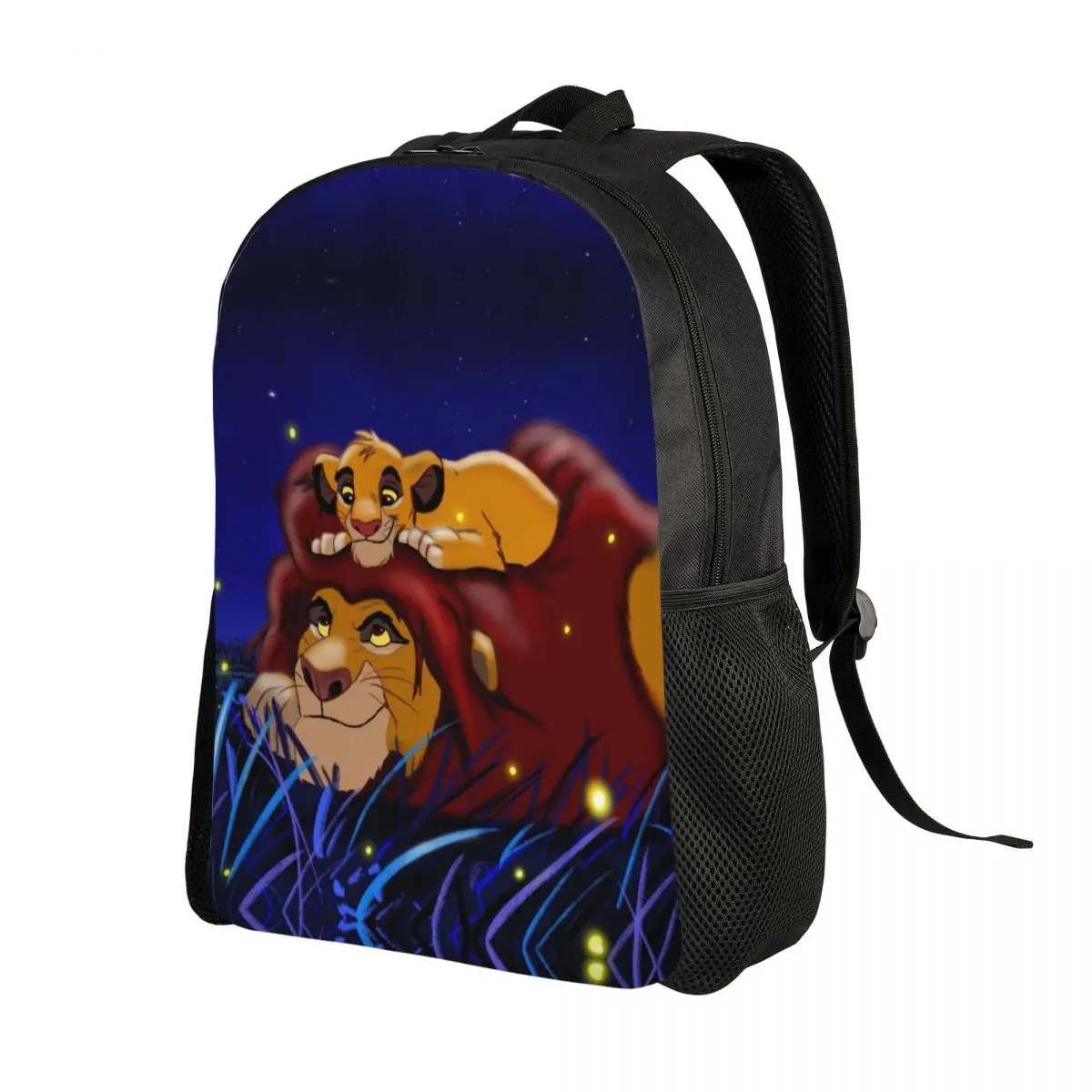 Custom The Lion King Simba And Mufasa Laptop Backpack Bookbag College Students Neon Colors Hakuna Matata Cartoon Movie Bags