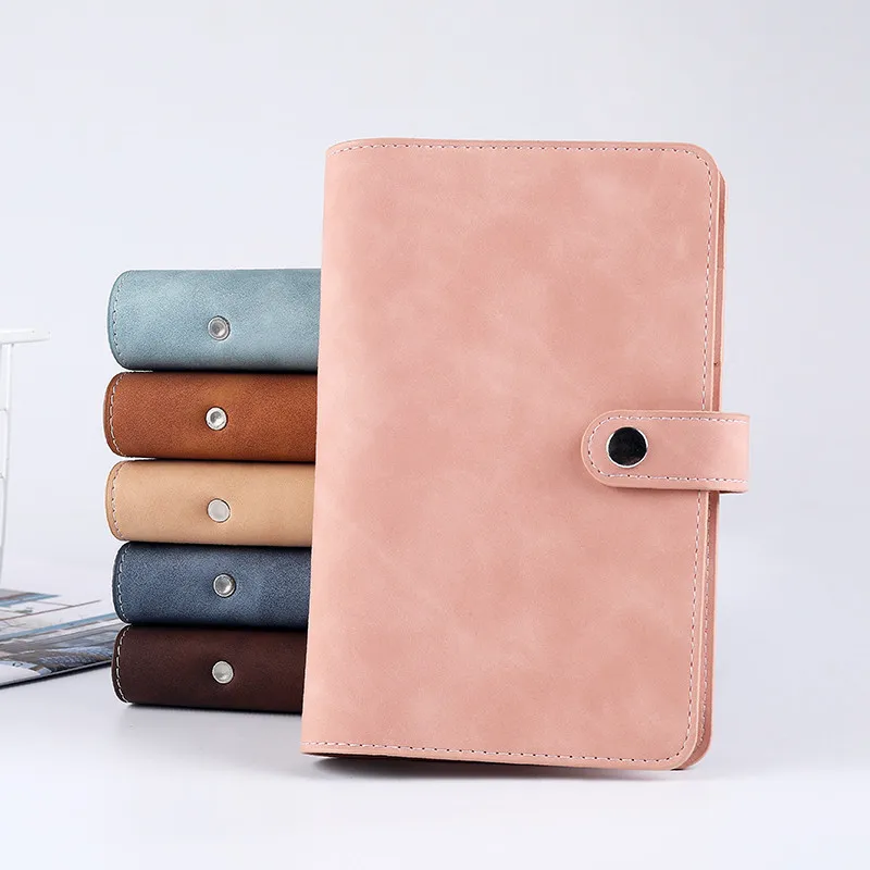 Reusable Leather Button Closure Loose Leaf Binder With Cash Envelope Pockets & Replacement Storage Bag Used for Bookkeeping