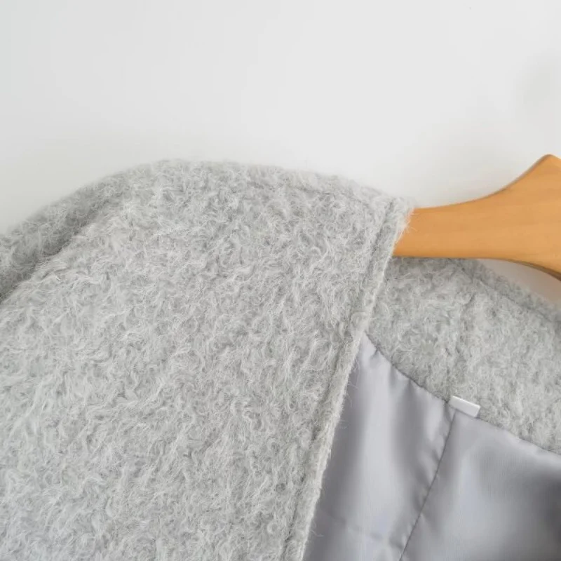 Cardigan in tessuto di lana da donna caldo autunno inverno Cappotto sexy con fiocco casual Abbigliamento da donna Maniche lunghe larghe Top femminili morbidi