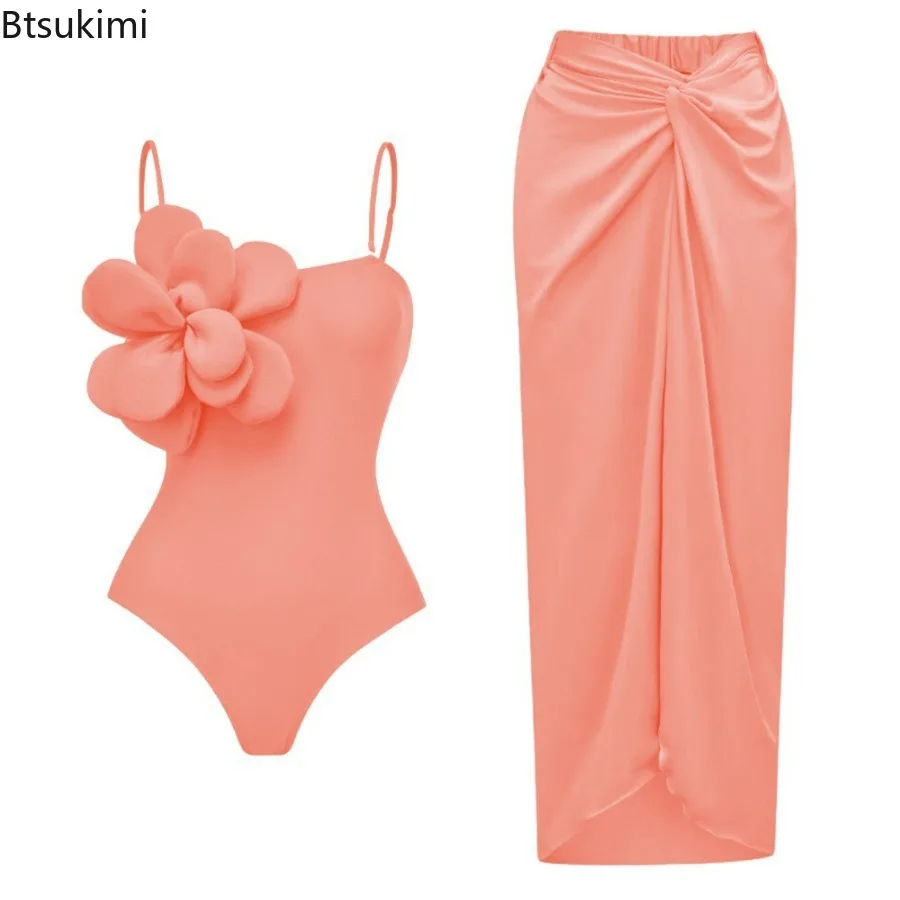 New 2025 Flower One Piece Swimsuit Luxury Women Swimwear Monokini Bodysuit Swim Suit Bathing Suit Belt Beach Wear Summer Suits