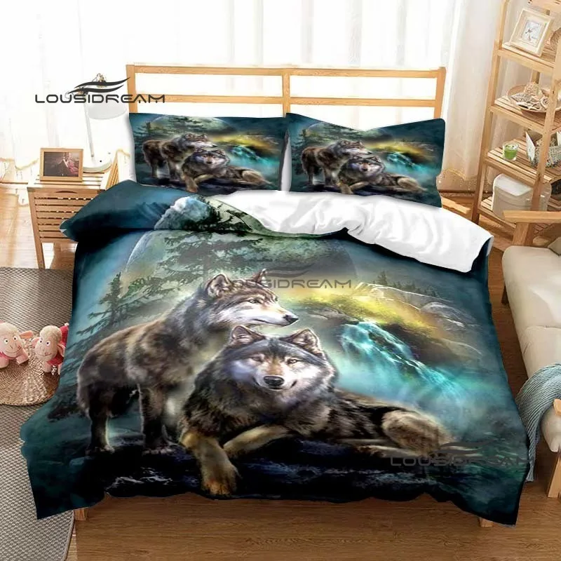 

Wolf Dreamcatcher Quilt Cover Pillowcase Set 3D Printing Animal Home Decoration Boy Girl Creative Queen King Size Bedding Set