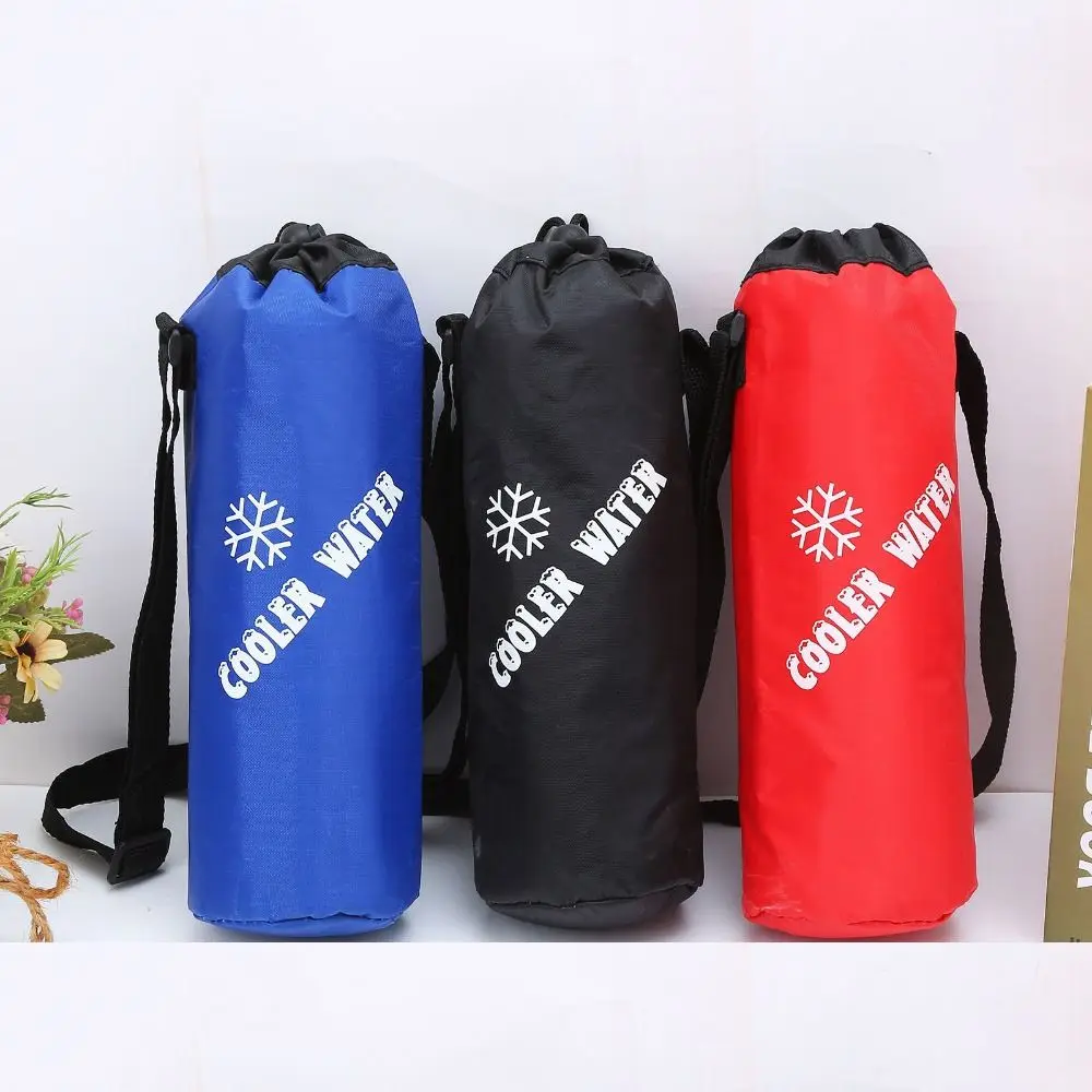 Portable Folding Water Bottle Bag Water Bottle Cooler Sleeve Oxford Cloth Insulator Bottle Cover with Strap