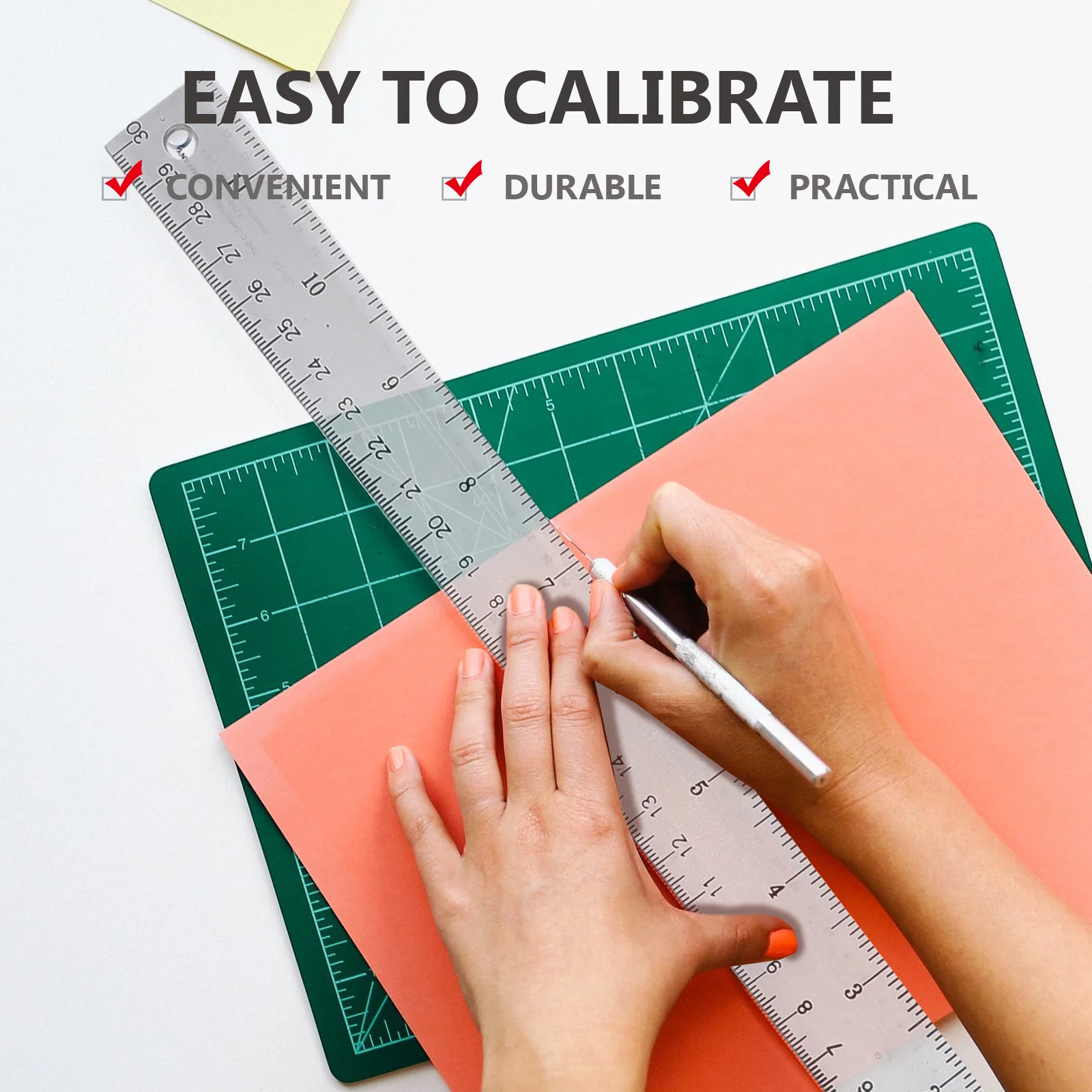 

2Pcs Professional T Shape Ruler No Edge Safe Design Double Sided Measurement for Office Home Artist Craftsman Use