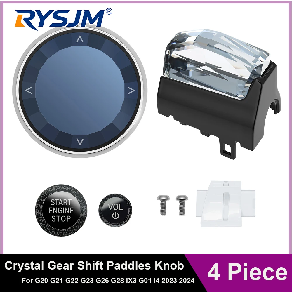4 Piece Set Crystal Gear Shift Paddle Shifter Knob Set for BMW G20 G21 G22 G23 G26 G28 IX3 G01 i3 i01 i4 F44 F45 F46 2023 2024