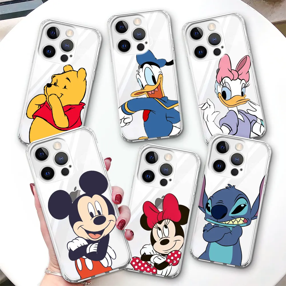 

Чехол Disney с Микки, Минни и Стичем для iPhone 17 Air, 14, 12, 15 Pro, 7, 8 Plus, 13 Mini, XR, X, XS Max, SE – прозрачный чехол из ТПУ