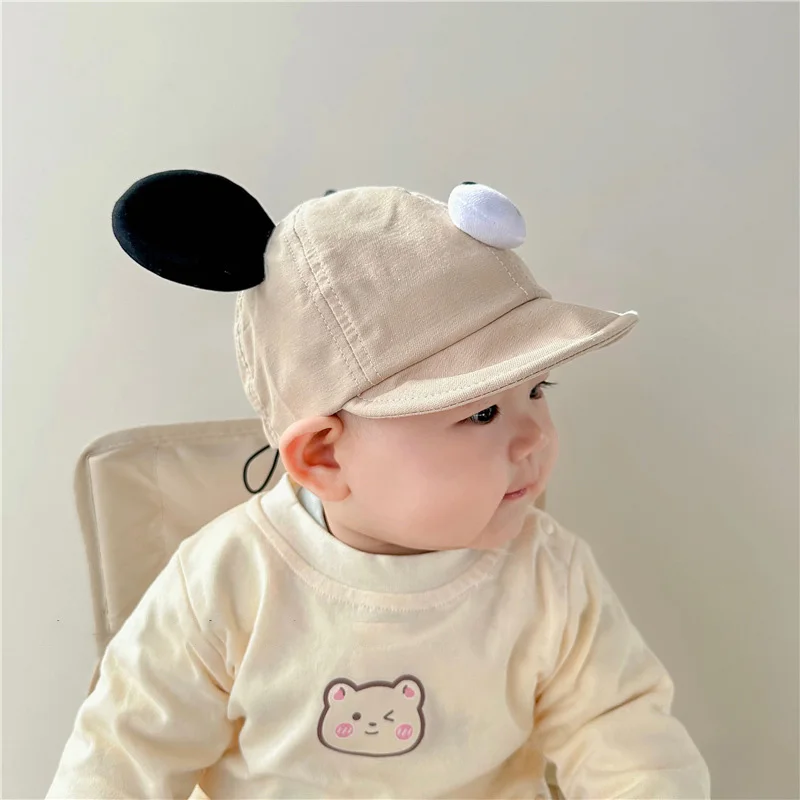 Korean Baby Cap Cute Big Ears Infant Boys Girls Baseball Cap Soft Eaves Cotton Toddler Kids Peaked Hat Solid Color Sun Hats