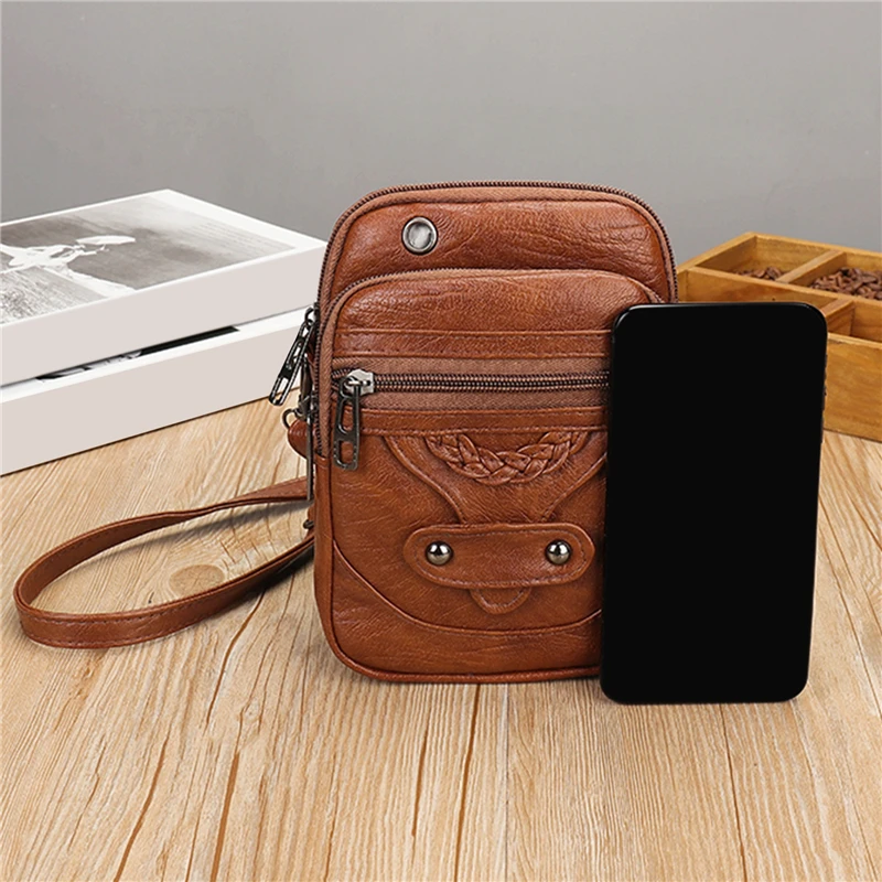 Multi-Functional Soft PU Leather Small Shoulder Bag For Women Vintage Crossbody Bag Cash Purse Cell phone Baga Handbag Purse