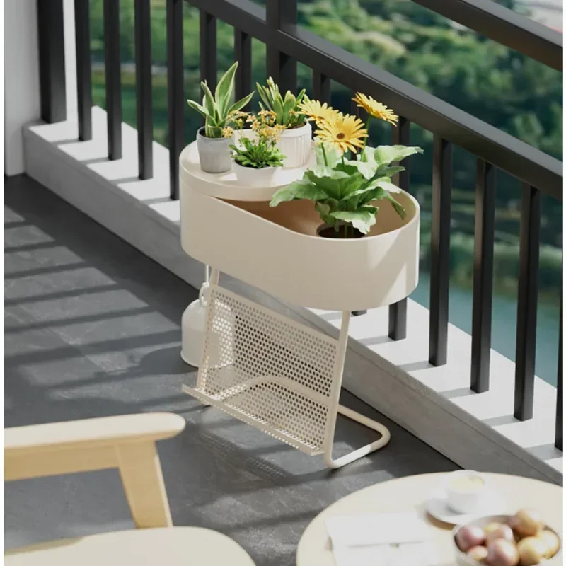 Living Room Floor Flower Stand Iron Multi-layer Storage Shelf Bedroom Creative Side Table Multifunctional Magazine Rack